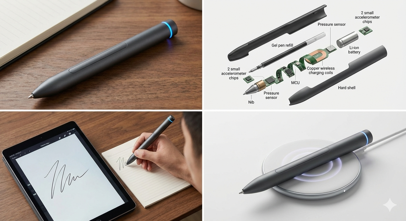4-panel lifestyle view showing the 3D Pen in different use scenarios
